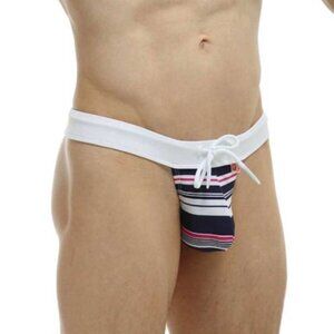 Petit-Q Torreilles Orto Stripe Thong Swimwear White/Navy/Pink PQ210652 - XL